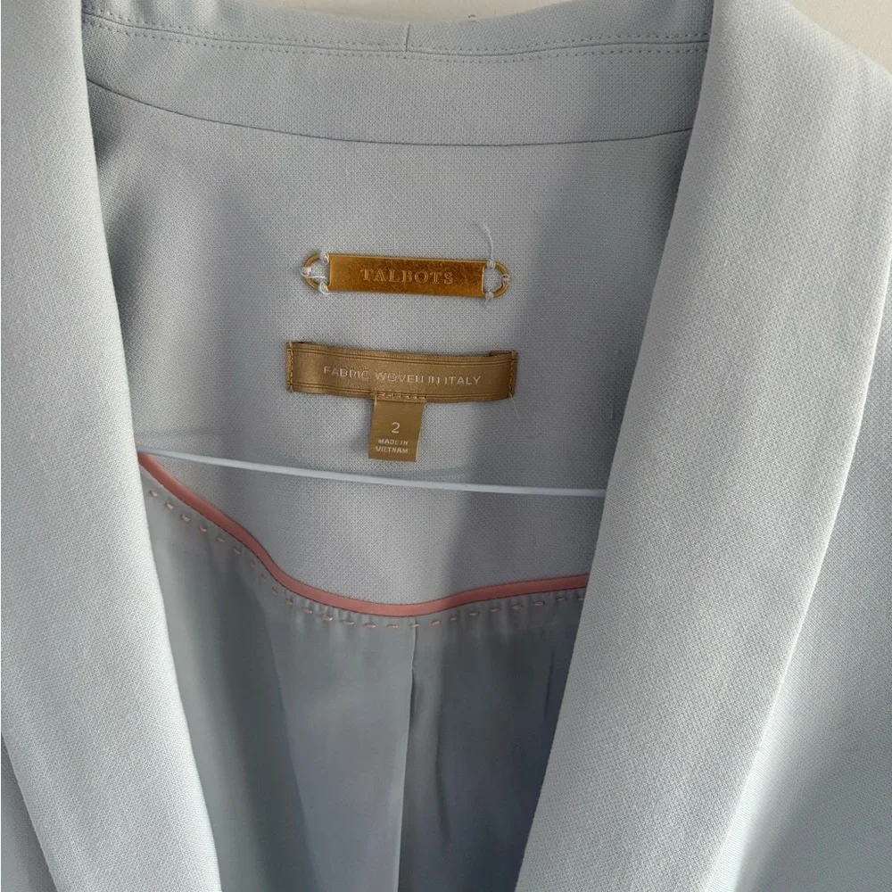 Talbots Italian luxe double cloth single button baby blue blazer size 2 - Picture 10 of 13